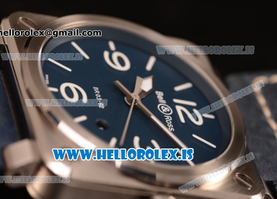 Bell Ross BR03-92 Miyota 9015 Auto 316L Steel Case With Blue Dial Calfskin Strap - Click Image to Close